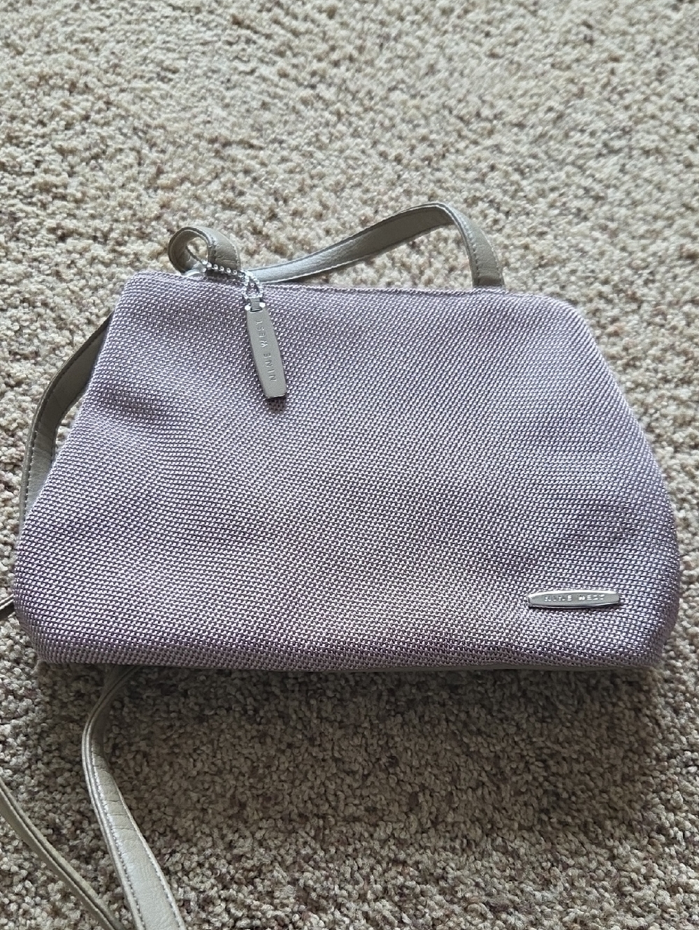Nine West Tan Woven Crossbody with Silver Accents